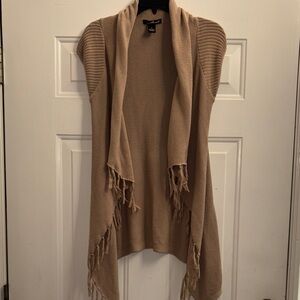 Willi Smith Tan Sleeveless Sweater with Fringe